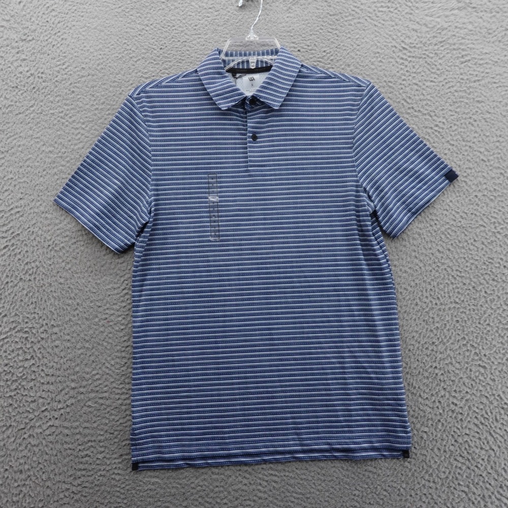 VRST Slub Stripe Polo‎ Shirt Small Blue Mens Golf Moisture Wicking Stretch NWT
